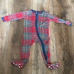 Plaid Kids Footie Pajamas with Zipper